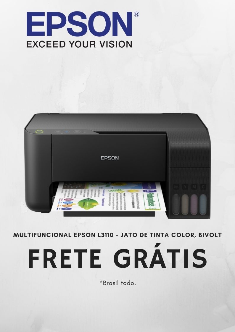 Multifuncional Epson EcoTank L3110, Jato de Tinta, Colorida, Bivolt - C11CG87302