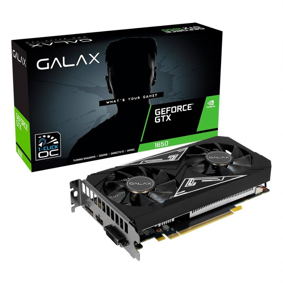 Placa de Vdeo Galax NVIDIA GeForce GTX 1650 EX Plus (1-Click OC), 4GB, GDDR6 - 65SQL8DS93E1